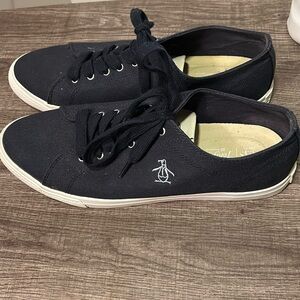 Original Penguin Petey Stripe Lace Up Mens Blue Lifestyle Sneakers Shoes NEW 11M